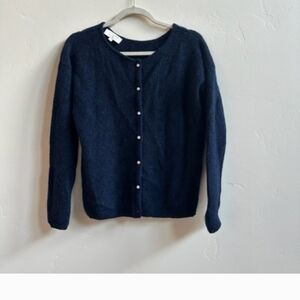 Sezane Navy Gaspard Cardigan